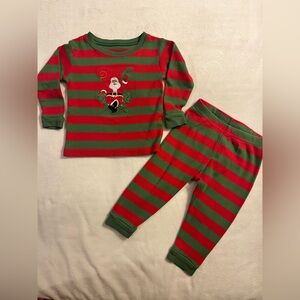 Santa Red and Green Striped Kids Pajama Set 12-18m